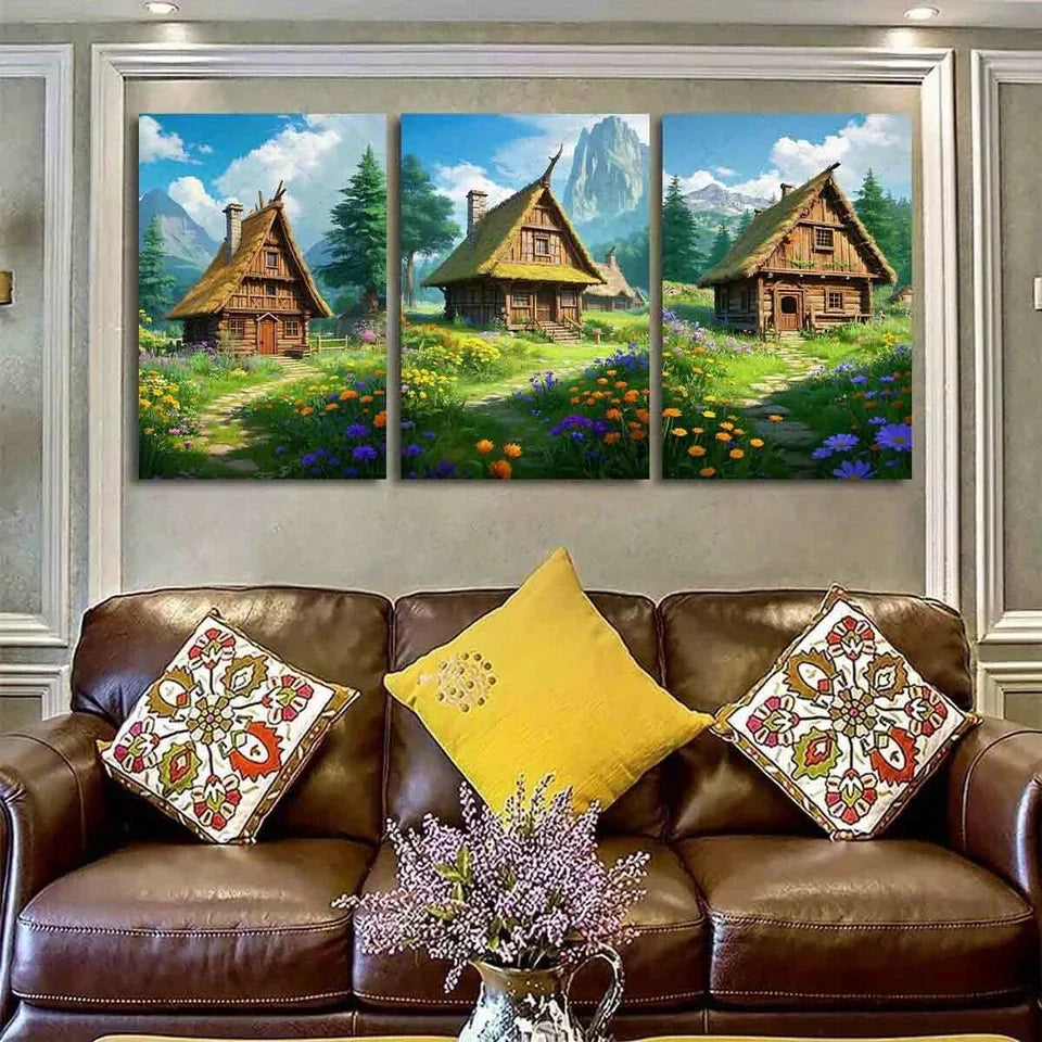 3pcs Vibrant Wildflowers & Lush Greenery Metal Print Ready to Hang Art