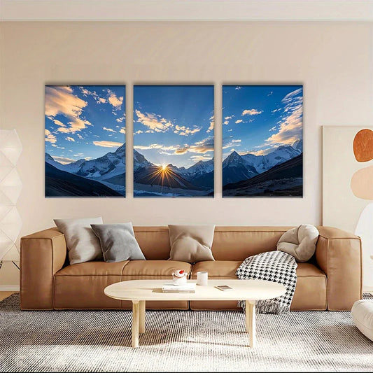3pcs Majestic Himalayan Sunset Metal Print Ready to Hang Art