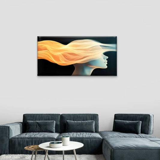 The Woman Fire Abstract Wall Art Canvas Office Home Room Framed 80x45cm
