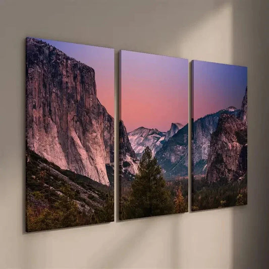 3pcs Sunset in Yosemite Valley Wall Art Set Canvas Framed 40x60cm - High Quality Print 100% Australian Made Wall Canvas Ready to Hang