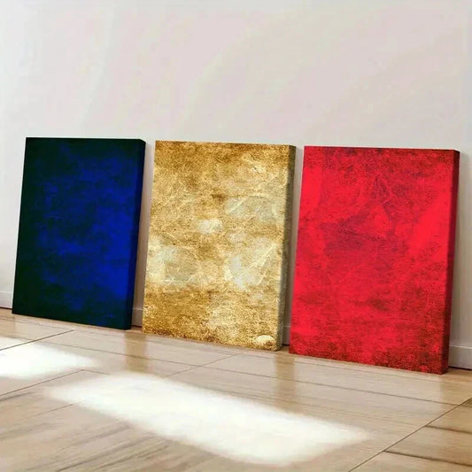 3pcs Blue Golden & Red France Flag Decor Wall Art Set Canvas Framed 40x60cm - High Quality Print 100% Australian Made Wall Canvas Ready to Hang