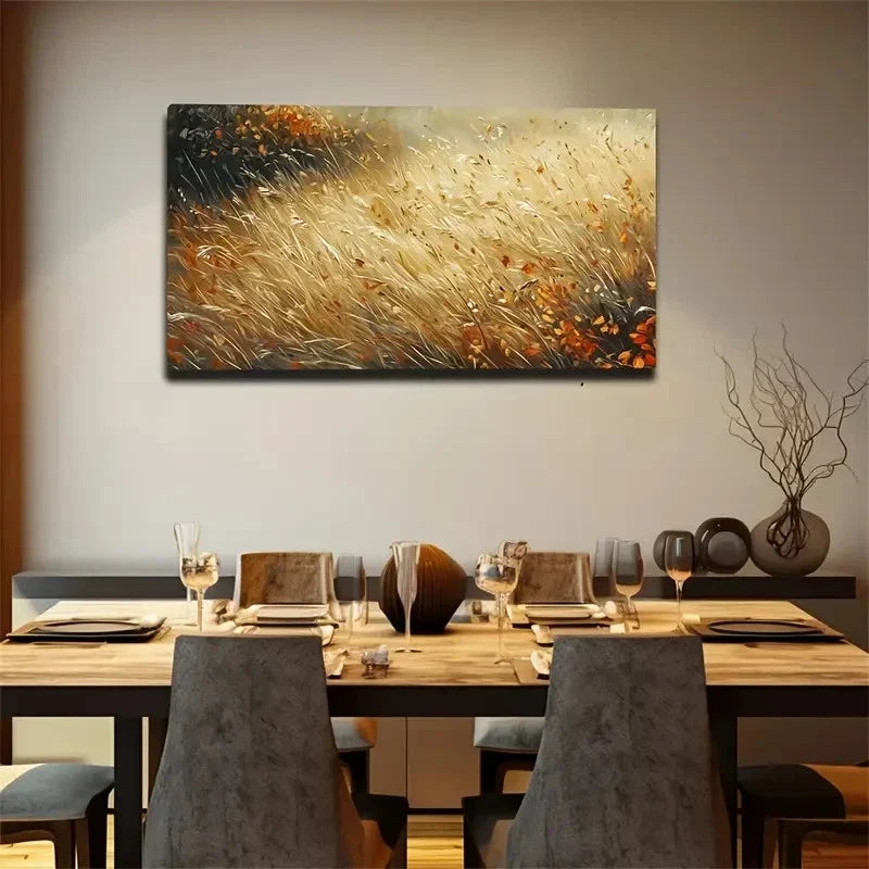 Elegant Landscape Golden Grass Wall Art Canvas Office Home Room Framed 120x60cm