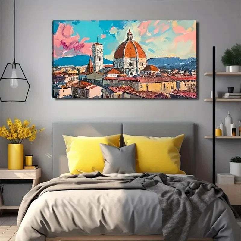 Striking Building Wall Art Canvas Office Home Room Framed 80x45cm