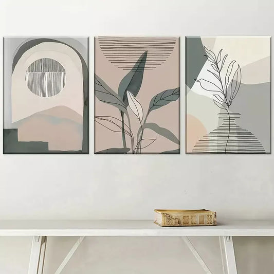 3pcs Modern Aesthetic Bohemian Plant Leaf Wall Art Set Canvas Framed 40x60cm - High Quality Print 100% Australian Made Wall Canvas Ready to Hang