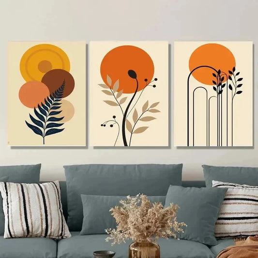 3pcs Modern Abstract Boho Style Paintings Wall Art Set Canvas Framed 40x60cm - High Quality Print 100% Australian Made Wall Canvas Ready to Hang