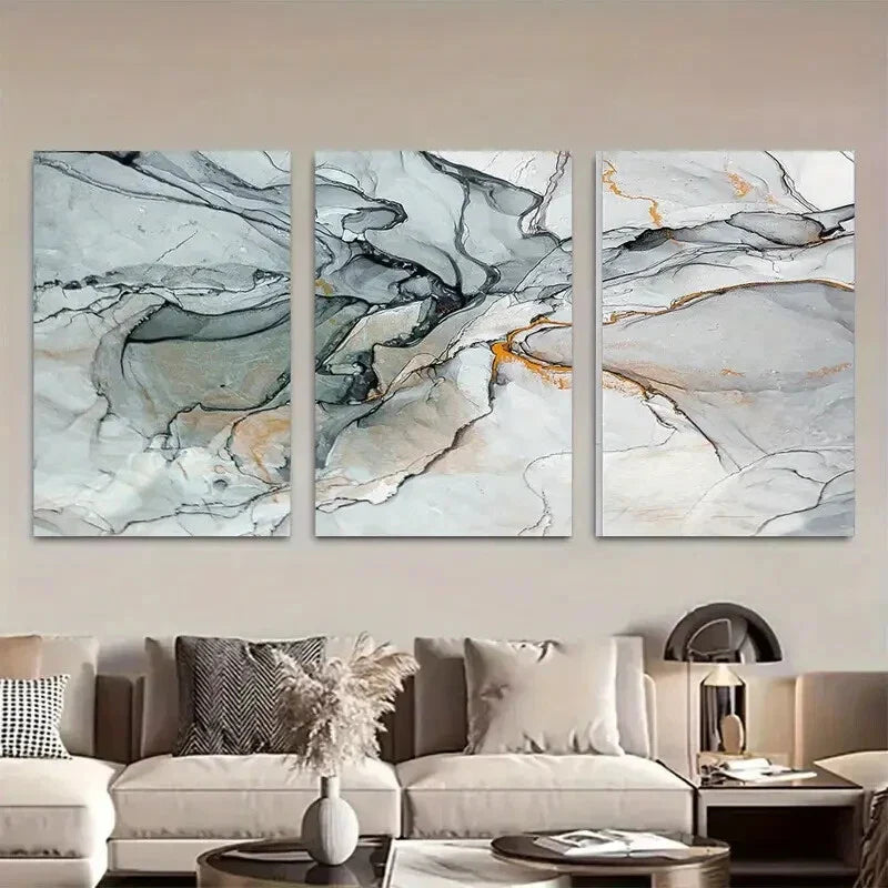3pcs Abstract Marble Design Liquid Resin Stone Wall Art Set Canvas Framed 40x60cm - High Quality Print 100% Australian Made Wall Canvas Ready to Hang