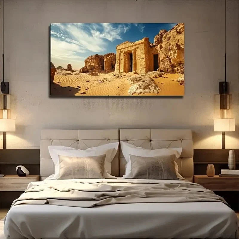 Vibrant Desert Landscape Wall Art Canvas Office Home Room Framed 80x45cm