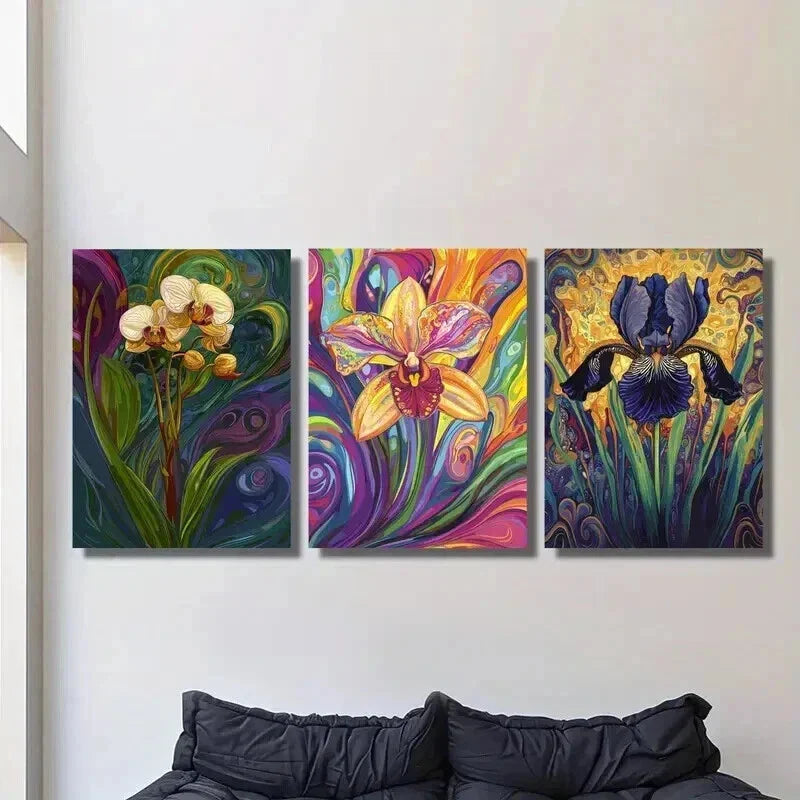 3pcs Colorful Tropical Flowers and Exotic Plants Wall Art Set Canvas Framed 40x60cm - High Quality Print 100% Australian Made Wall Canvas Ready to Hang