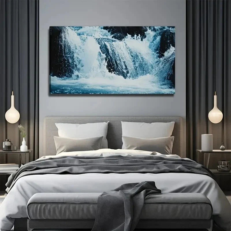 Power Of Water Suitable Wall Art Canvas Office Home Room Framed 80x45cm