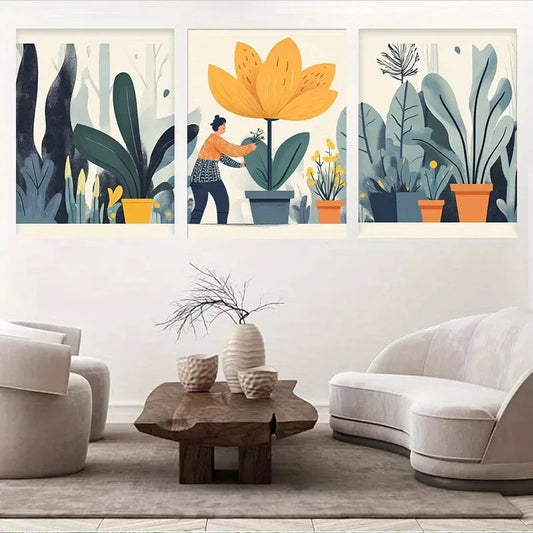 3pcs Vibrant Modern Botanical Delight Canvas Wall Art Set Canvas Framed 40x60cm - High Quality Print 100% Australian Made Wall Canvas Ready to Hang