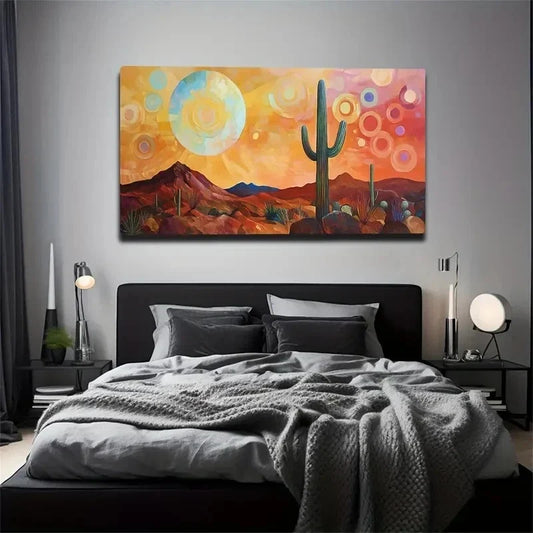 Bohemian Modern Desert Wall Art Canvas Office Home Room Framed 120x60cm