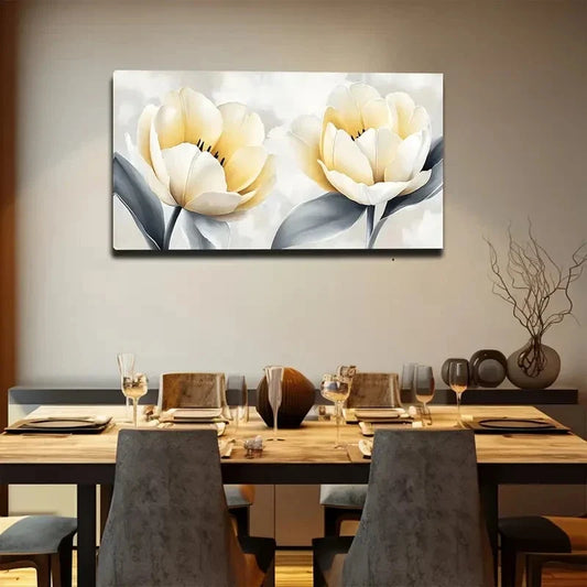 Realistic Tulip Floral Design Wall Art canvas office home room framed 120x60cm