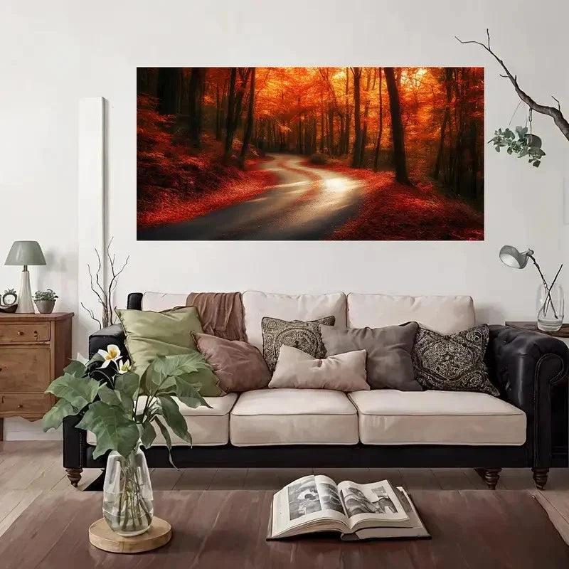 Forest Fantasy Trees Wall Art Canvas Office Home Room Framed 80x45cm