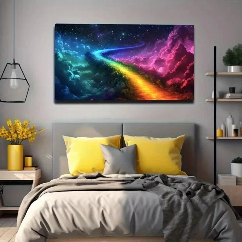 Full Of Sparkling Stars Sky Wall Art Canvas Office Home Room Framed 80x45cm