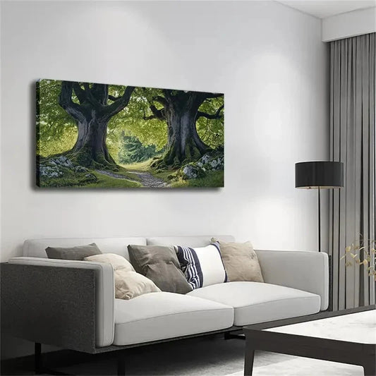 Two Ancient Trees Minimalist Wall Art Canvas Office Home Room Framed 120x60cm