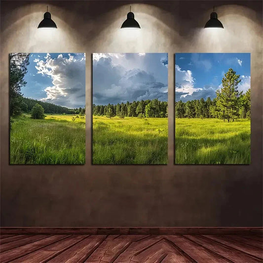 3pcs Black Forest Thunderstorm Nature Metal Print Ready to Hang Art