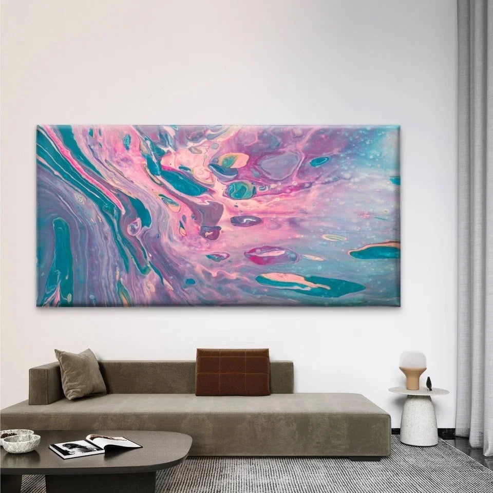 Colorful Abstract Fluid Art Wall Art Canvas Office Home Room Framed 80x45cm
