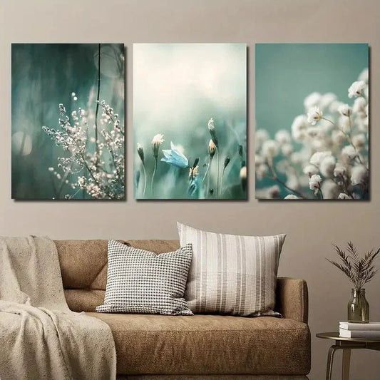 3pcs Gypsophila Paniculata Plant Flower Metal Print Ready to Hang Art
