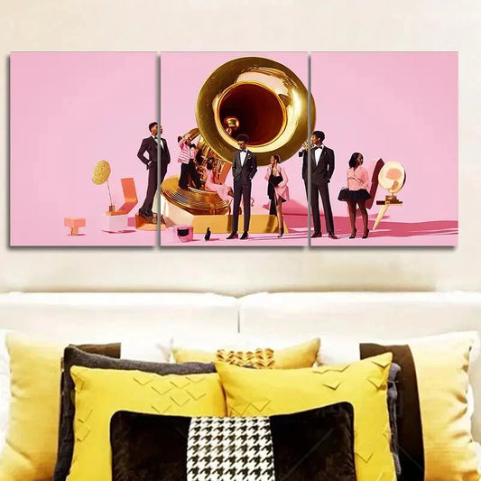 3pcs Featuring a Grammy Award Design, Metal Print Ready to Hang Art