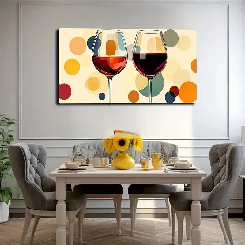 Two Stemmed Wine Glasses Wall Art Canvas Office Home Room Framed 120x60cm