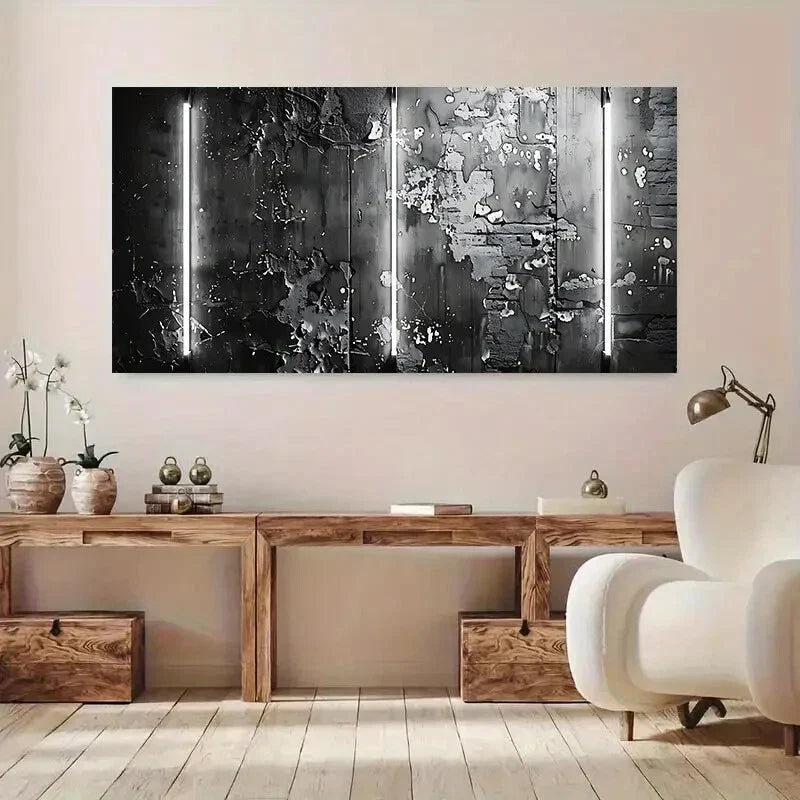 Retro Abstract Cracked Texture Wall Art Canvas Office Home Room Framed 120x60cm