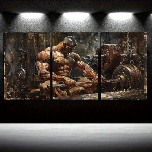 3pcs Fitness Coach Strength Training Gym Metal Print Ready to Hang Art