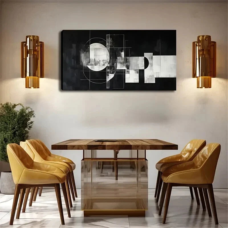 Black & Gray Abstract Design Wall Art Canvas Office Home Room Framed 120x60cm