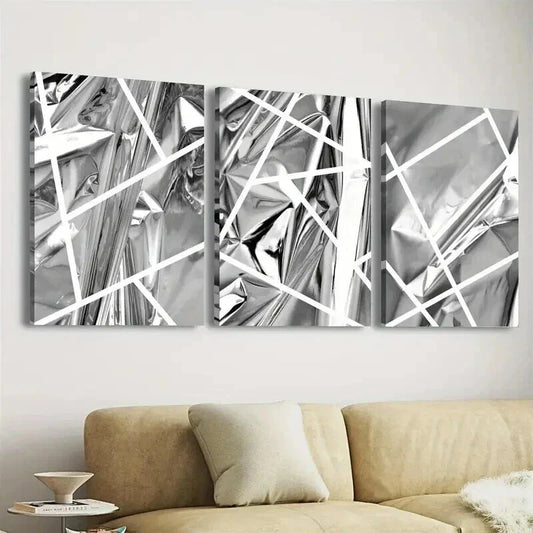 3pcs Abstract Black Designs And White Lines Wall Art Set Canvas Framed 40x60cm - High Quality Print 100% Australian Made Wall Canvas Ready to Hang