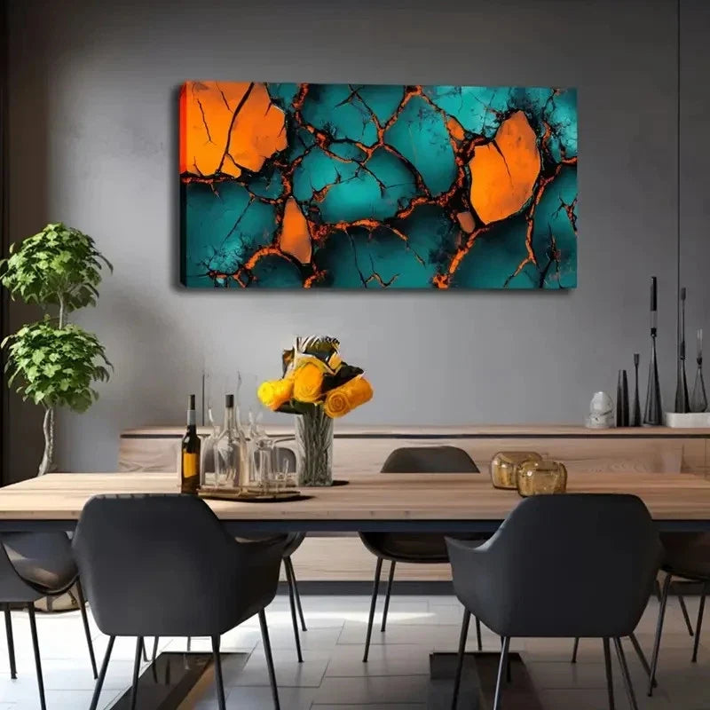Vibrant Rock Crack Texture Wall Art Canvas Office Home Room Framed 120x60cm