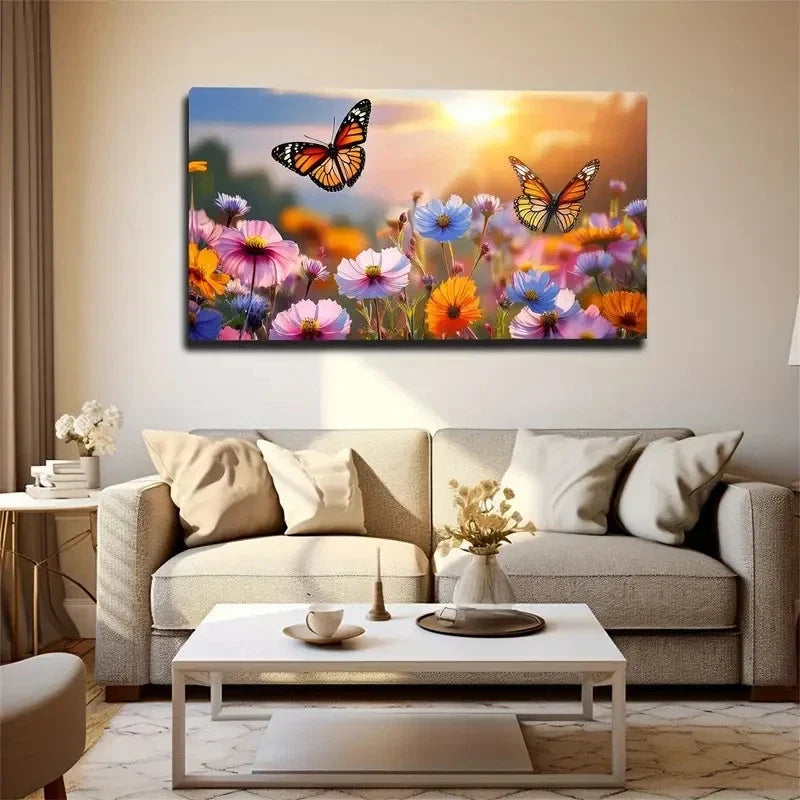 Flying Butterflies Wall Art Canvas Office Home Room Framed 120x60cm