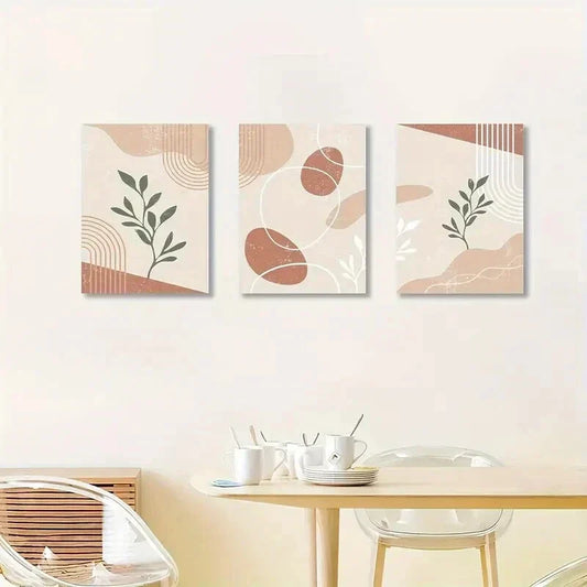 3pcs Nordic Crème Pattern Decoration Wall Art Set Canvas Framed 40x60cm - High Quality Print 100% Australian Made Wall Canvas Ready to Hang