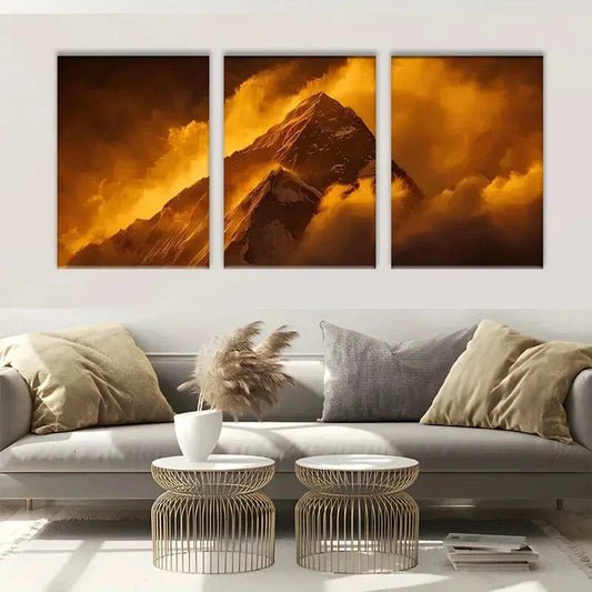 3pcs High Mountain Series Artistic Metal Print Ready to Hang Art