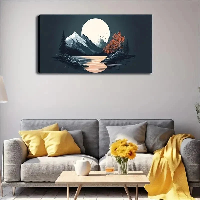 Snow-Capped Mountains Calm Wall Art Canvas Office Home Room Framed 120x60cm