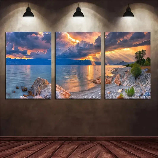 3pcs Dark Storm Sky, Dramatic Nature Metal Print Ready to Hang Art