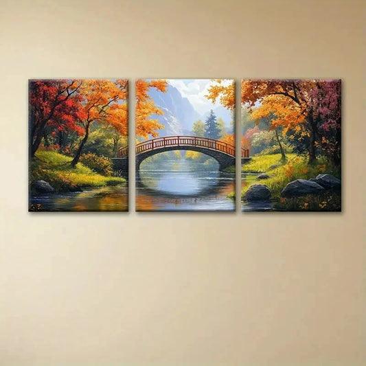 3pcs Mysterious Stone Bridge Metal Print Ready to Hang Art