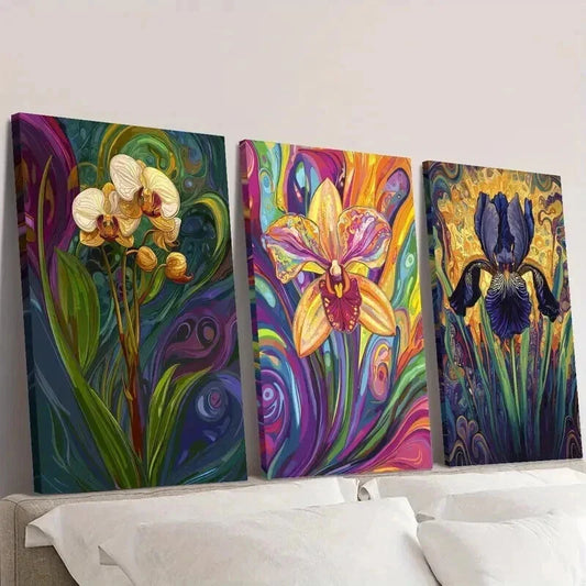 3pcs Colorful Tropical Flowers and Exotic Plants Wall Art Set Canvas Framed 40x60cm - High Quality Print 100% Australian Made Wall Canvas Ready to Hang