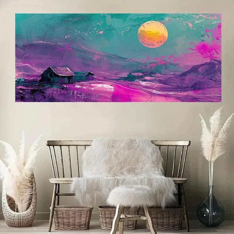 Vibrant Colorful Painting Wall Art Canvas Office Home Room Framed 80x45cm