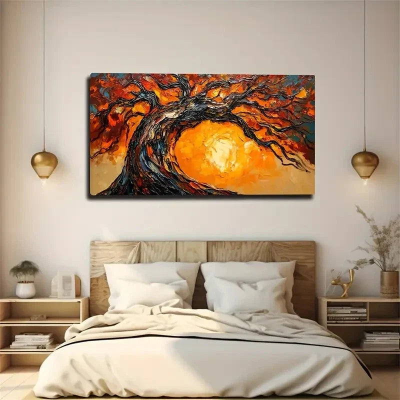 Autumn Colors Modern Vibrant Wall Art Canvas Office Home Room Framed 80x45cm