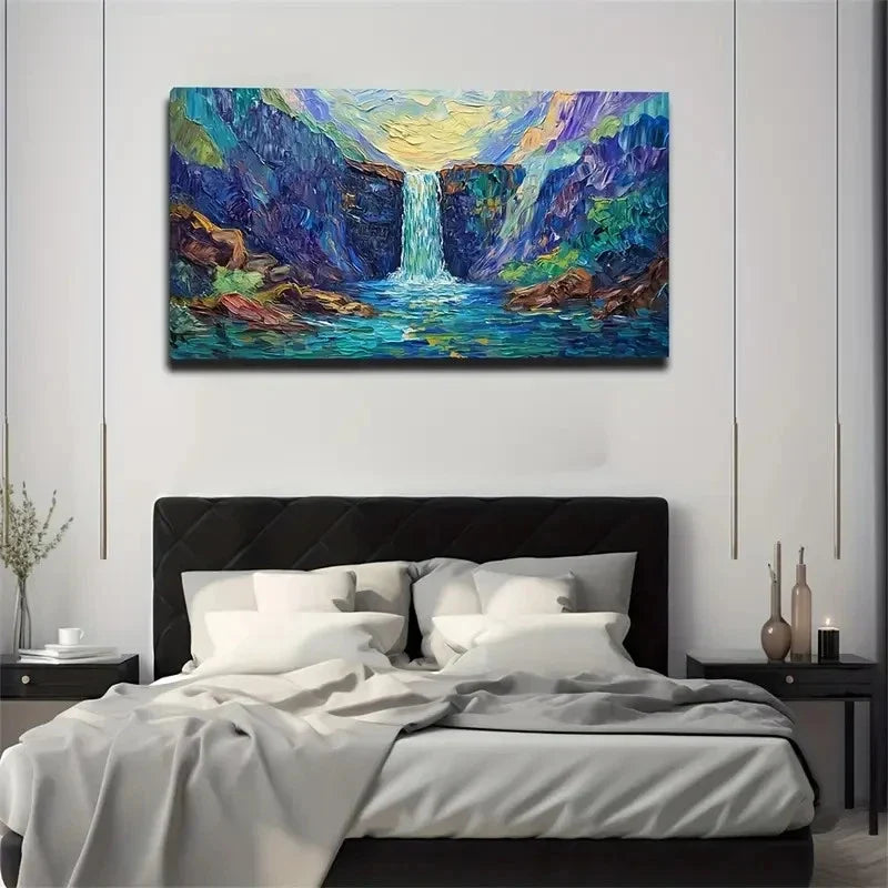 Abstract Waterfall Modern Wall Art Canvas Office Home Room Framed 120x60cm