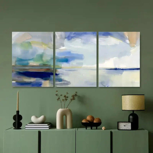 3pcs Colorful Abstract Landscape Modern Metal Print Ready to Hang Art