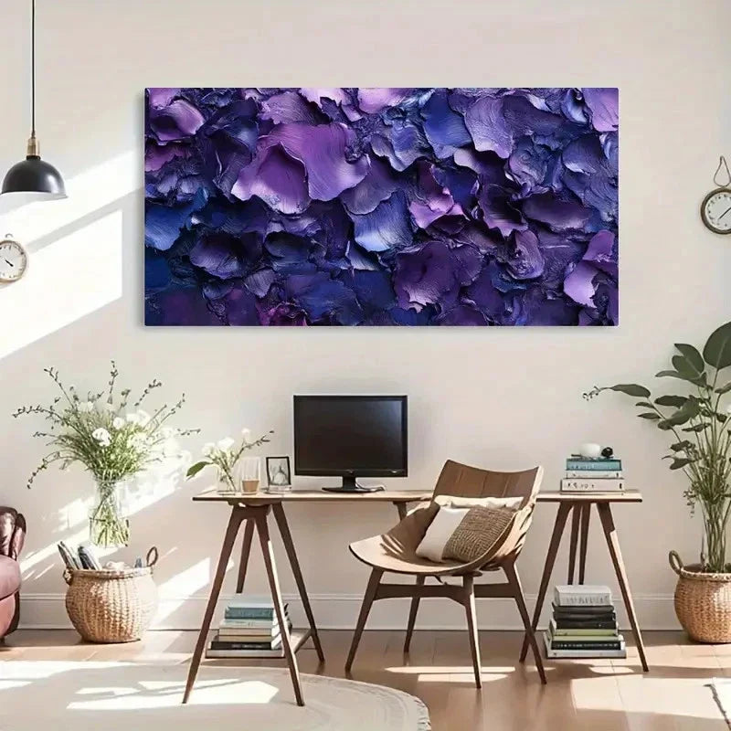 Purple Abstract Swirl Unlively Wall Art Canvas Office Home Room Framed 120x60cm