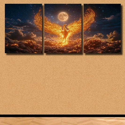 3pcs Phoenix Rising from The Ashes Wall Art Set Canvas Framed 40x60cm - High Quality Print 100% Australian Made Wall Canvas Ready to Hang