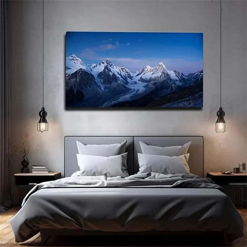 Gentle Snow Mountain Bringe Wall Art Canvas Office Home Room Framed 80x45cm