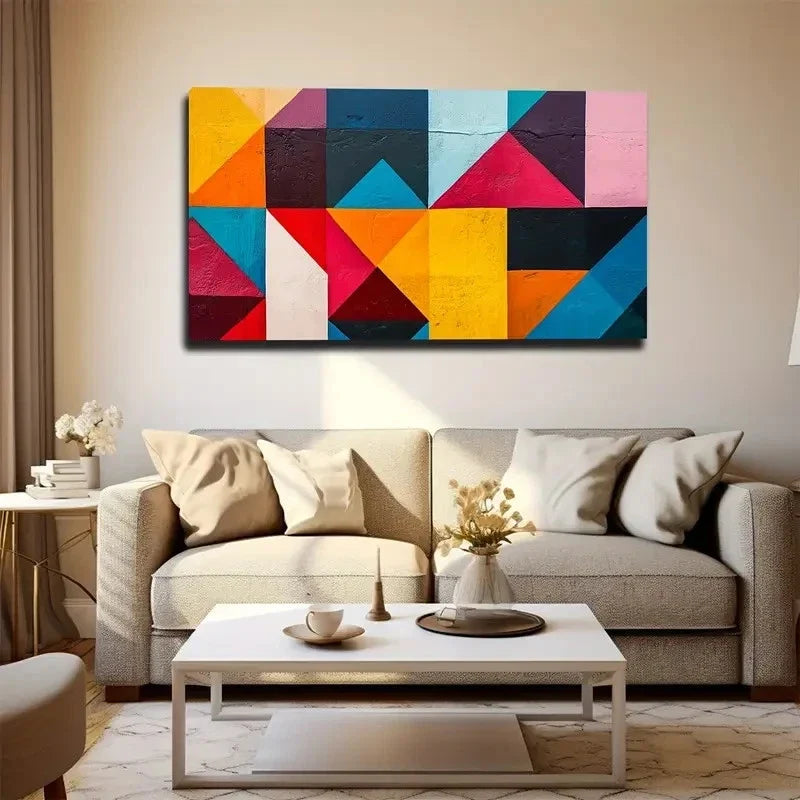 Abstract Square Graphic Wall Art Canvas Office Home Room Framed 80x45cm