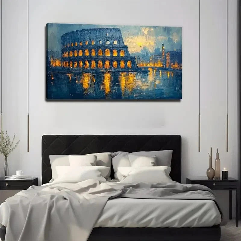 Evening Ancient Architecture Wall Art Canvas Office Home Room Framed 80x45cm