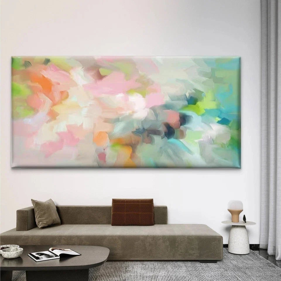 Abstract Pastel Fluid Motion Wall Art Canvas Office Home Room Framed 80x45cm