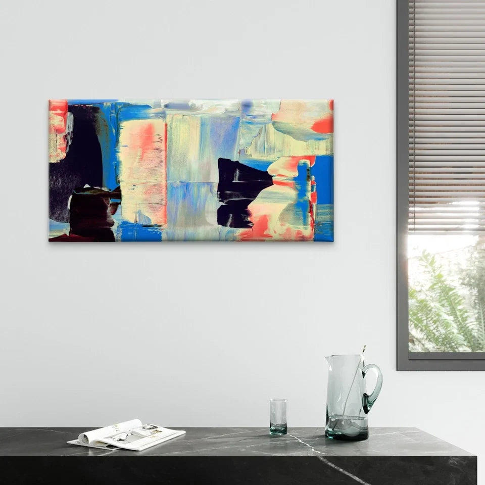 Abstract Acrylic Painting Textured Wall Art Canvas Office Home Framed 80x45cm
