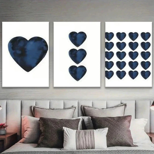3pcs Romantic Love Modern Blue Metal Print Ready to Hang Art