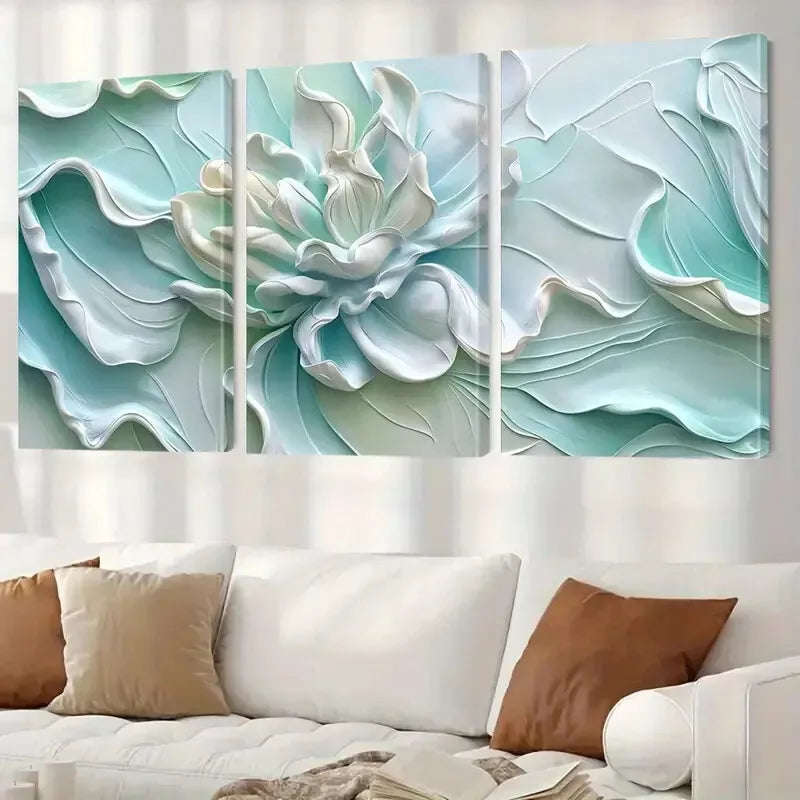 3pcs Modern Abstract Elegant Floral Pastel Tone Wall Art Set Canvas Framed 40x60cm - High Quality Print 100% Australian Made Wall Canvas Ready to Hang