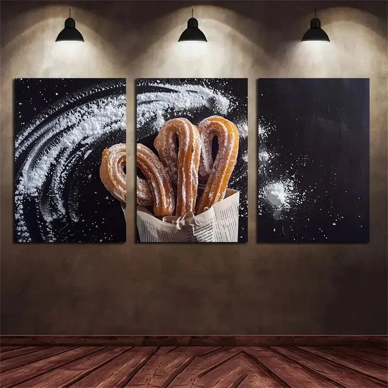 3pcs Vibrant Gold and Black White Metal Print Ready to Hang Art